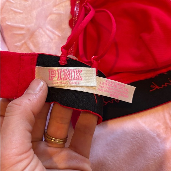 PINK Victoria's Secret Lace Bralette - Vibrant Red - Picture 3 of 8